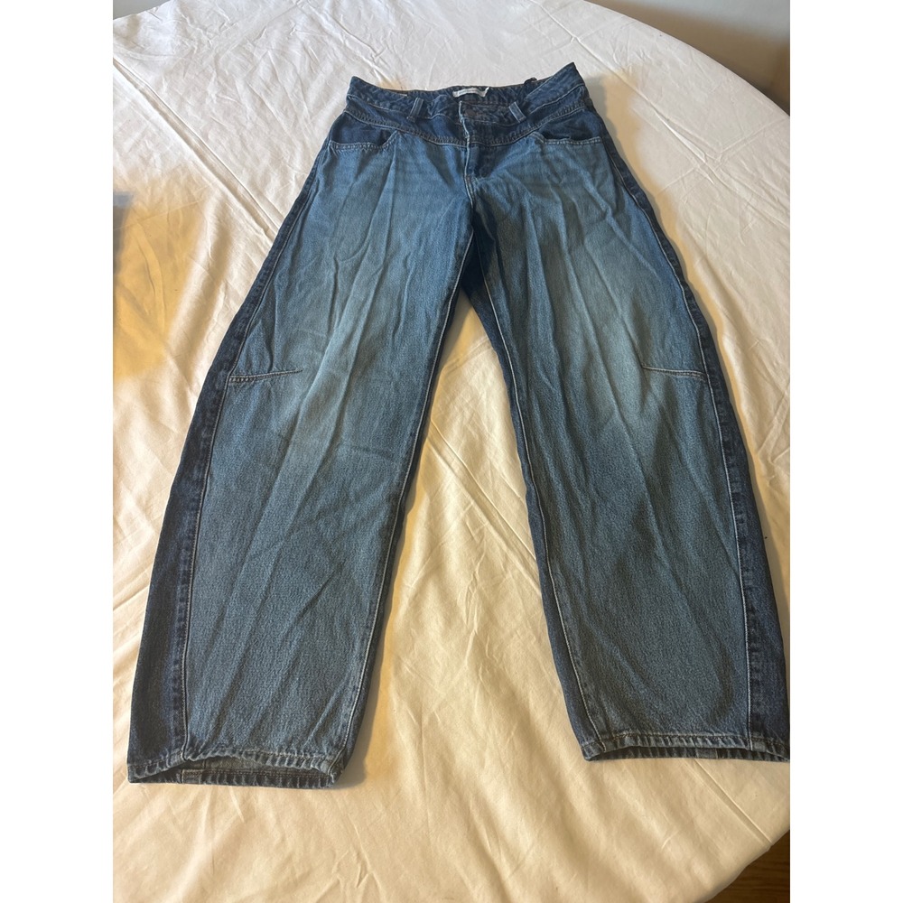Levi's Premium Baggy Dad Barrel Jeans Womens 28 Blue Two-Tone Wide Leg